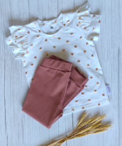 Legging Kleiroze en Ruffle T-Shirt Foil Hartjes
