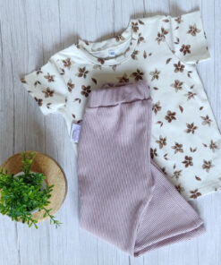 Set Brown Flower en Flared Oudroze