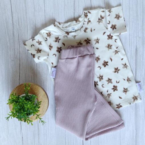 Set Brown Flower en Flared Oudroze