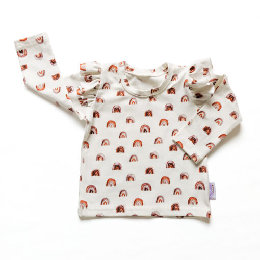 Longsleeve Ruffle Regenboog Lichtbruin