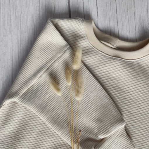 Oversized Sweater Wafel Lichtbeige - Afbeelding 6